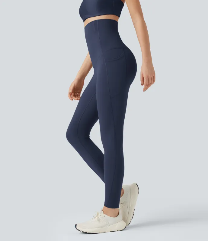Halara Leggings moldeadores Halara UltraSculpt™ de tiro alto con diseño con control de abdomen y bolsillos - Mood Indigo - S(7/8) sold by Halara