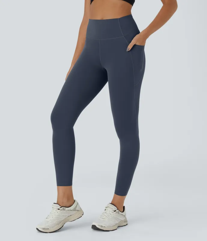 Halara Leggings deportivos moldeadores Halara UltraSculpt™ con tiro alto bolsillos laterales y efecto moldeador de abdomen - Mood Indigo - M(7/8) sold by Halara