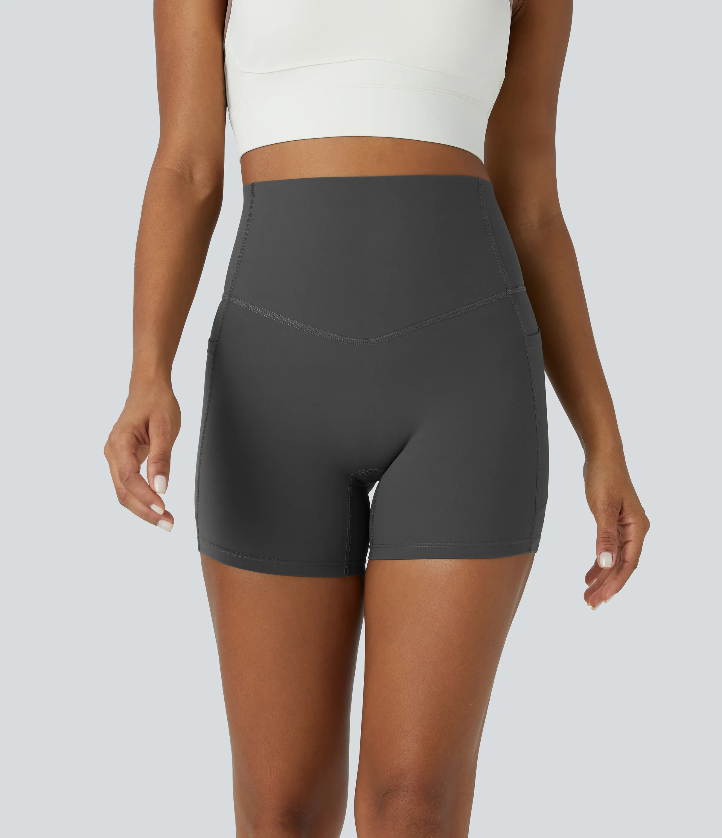 Halara Shorts de ciclista UltraSculpt™ moldeadores de abdomen de tiro alto y bolsillos laterales 12.5cm - Volcanic Ash - S sold by Halara product image thumbnail 3