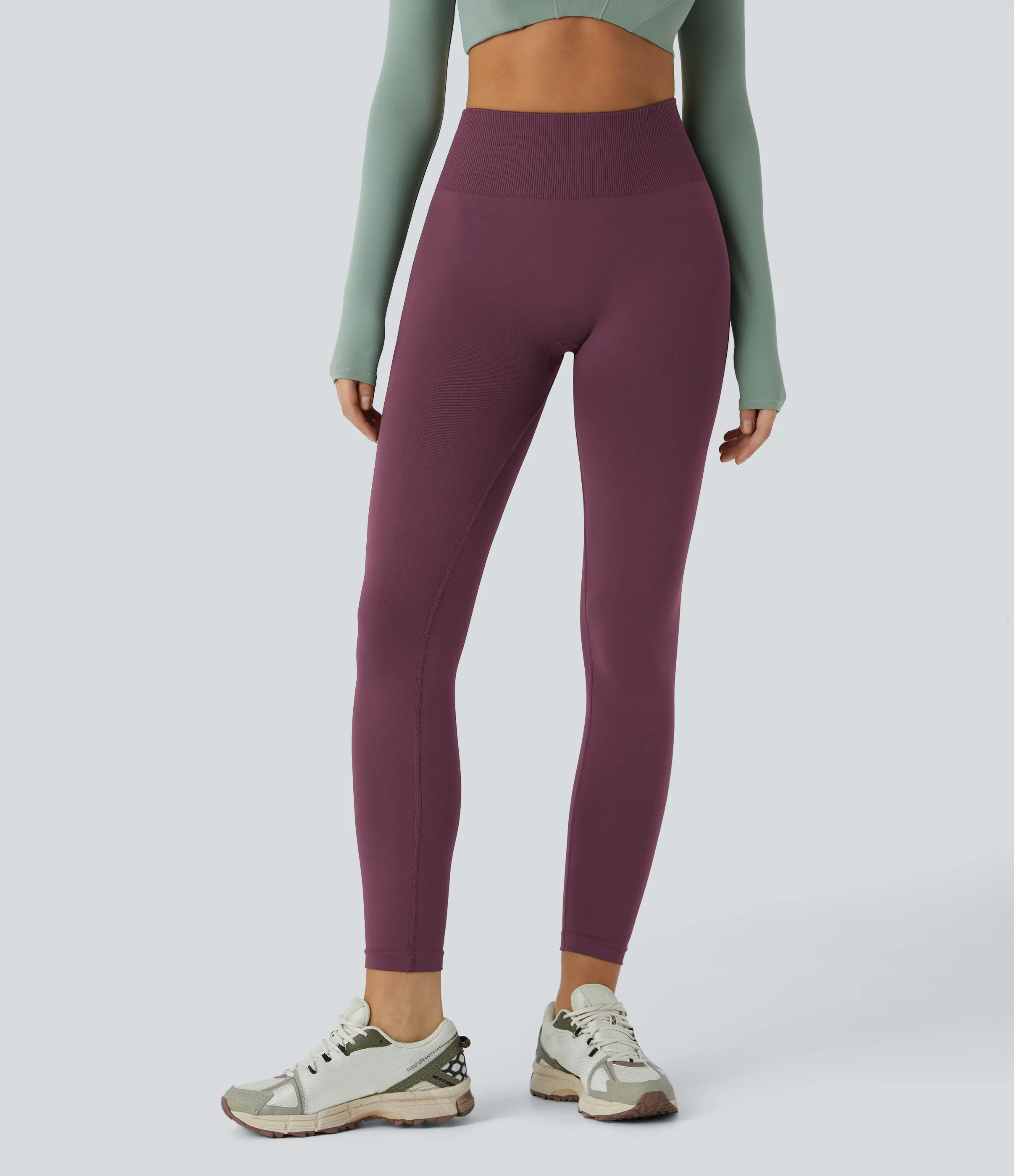 Halara Leggings yoga tiro medio control abdomen realce glúteo 7/8 sin costura - Fig - S(full_length) sold by Halara product image thumbnail 4