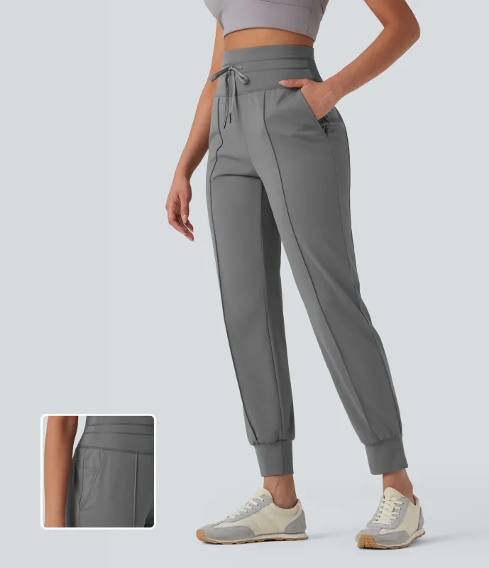 Halara Pantalones deportivos de yoga de tiro alto con cordón y secado rápido con bolsillos y protección UPF 40+ - Steel Gray - L(regular) made by Halara