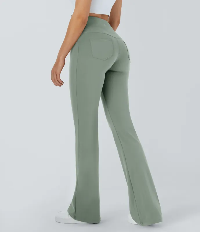 Halara Leggings de yoga acampanados de tiro alto con bolsillos - Iceberg Green - XL(regular) sold by Halara