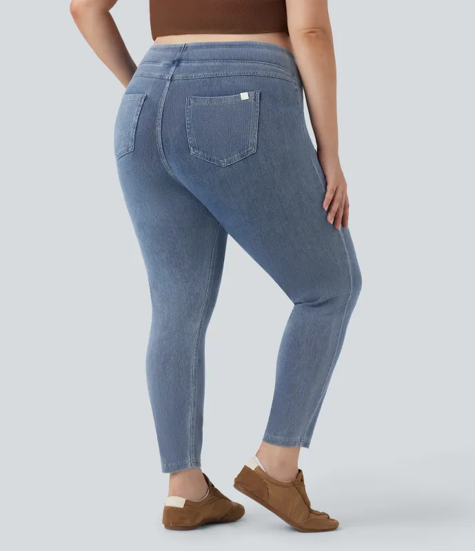 Halara Leggings Halara Flex™ Denim elásticos de talla grande con tiro alto y bolsillos traseros - Ice Crevice Denim - 1X sold by Halara