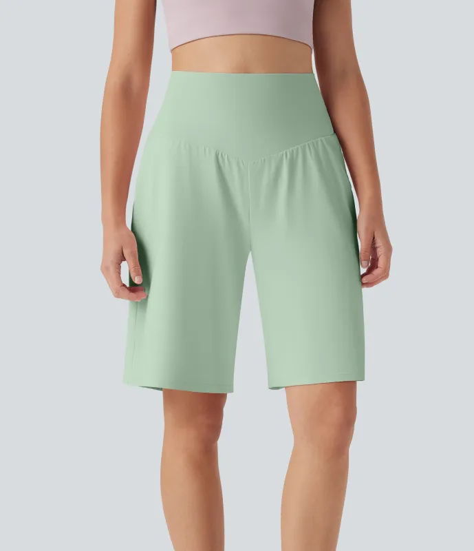 Halara Bermudas Softlyzero™ Airy yoga tiro alto múltiple bolsillo tacto fresco - Light Bean Green - M sold by Halara