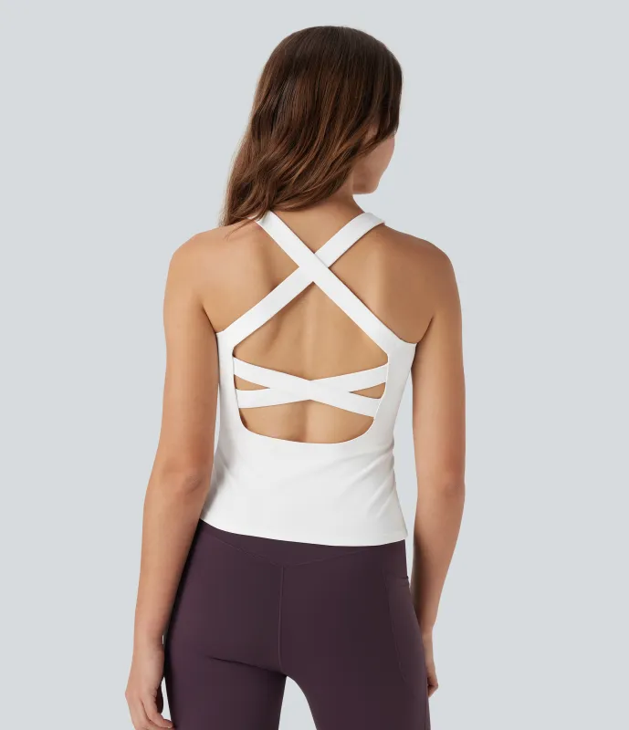 Halara Camiseta de tirantes cruzada para running con espalda abierta - White - L sold by Halara