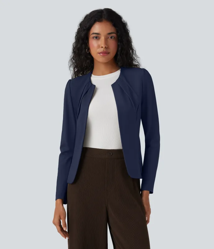 Halara Blazer con cuello redondo y cierre de gancho con ojal - Assad Dark Blue - L sold by Halara