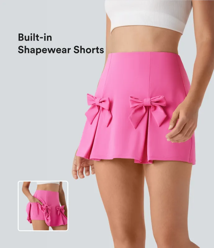 Halara Falda casual Softlyzero™de secado rápido con tiro alto, lazo extraíble y efecto reductor de abdomen con shorts moldeadores incorporados - Gorgeous Powder Pink - XL(regular) made by Halara