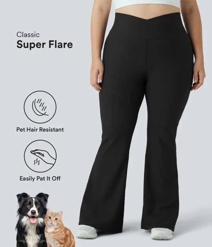 Halara Leggings Patitoff™ Flow acampanado tiro alto bolsillo trasero cruzado resistente pelo mascota talla grande - Black - 2X made by Halara