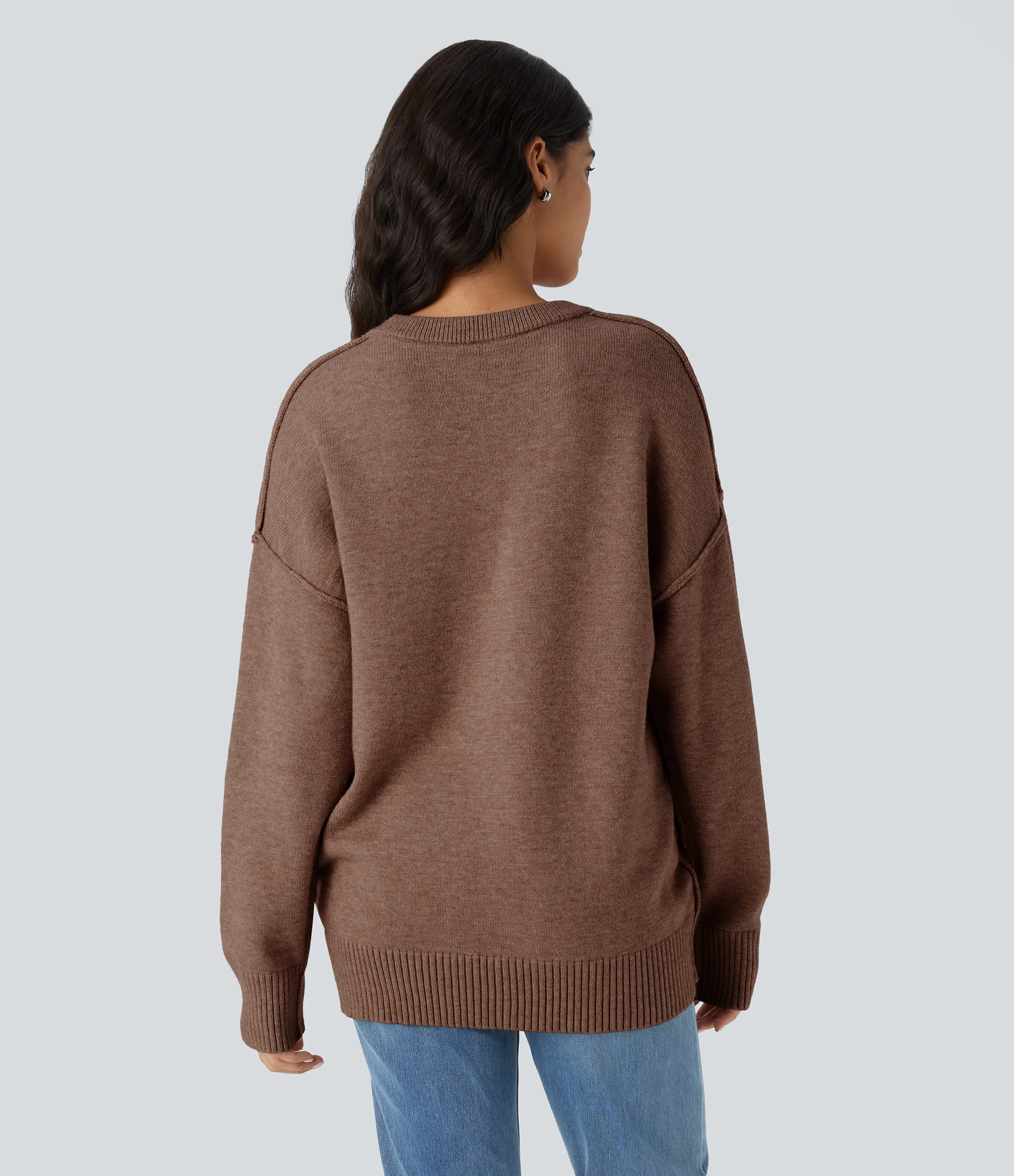 Halara Suéter manga larga hombro caído cuello redondo - Sorrel Horse - L sold by Halara product image thumbnail 3