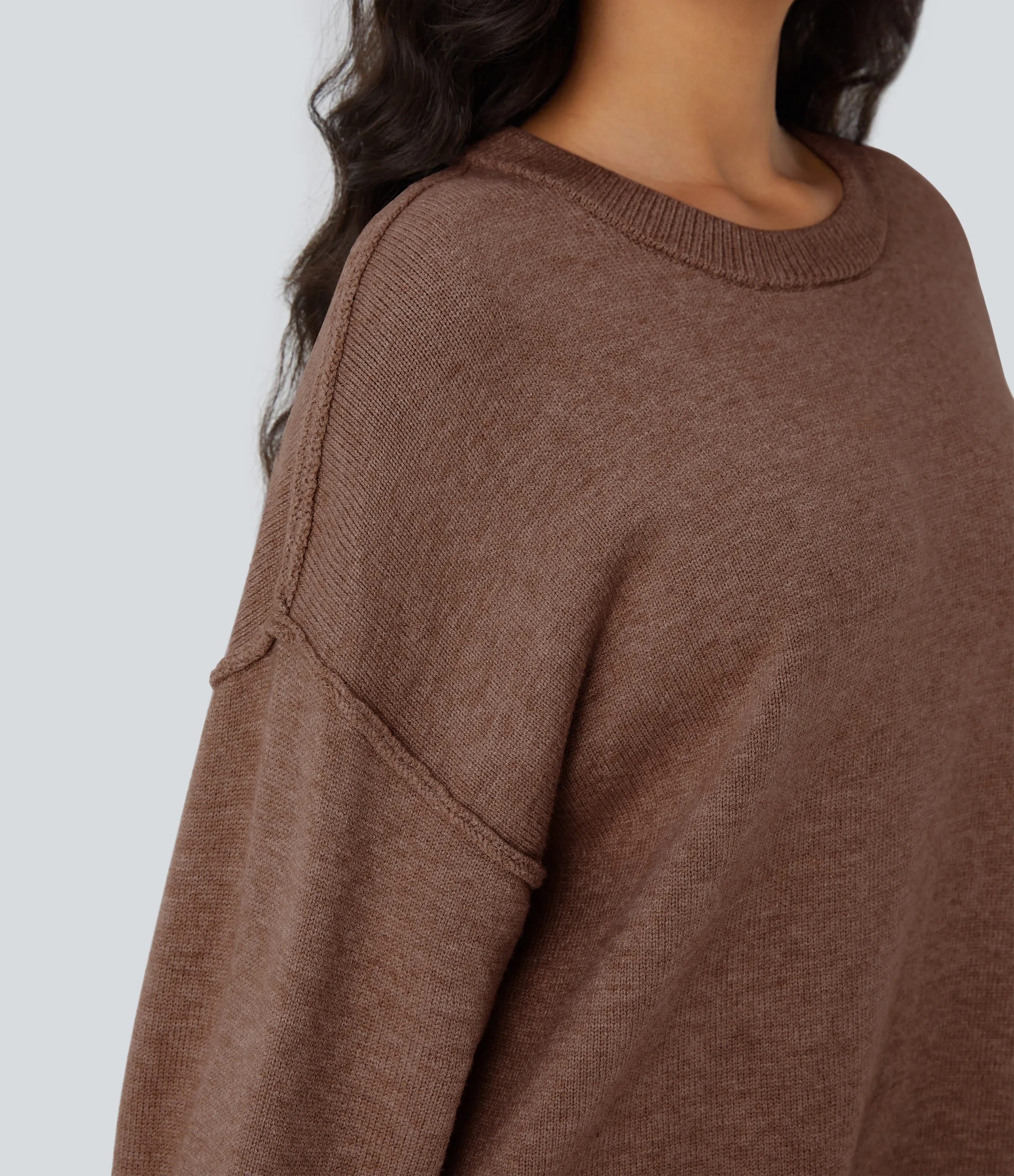 Halara Suéter manga larga hombro caído cuello redondo - Sorrel Horse - L sold by Halara product image thumbnail 5