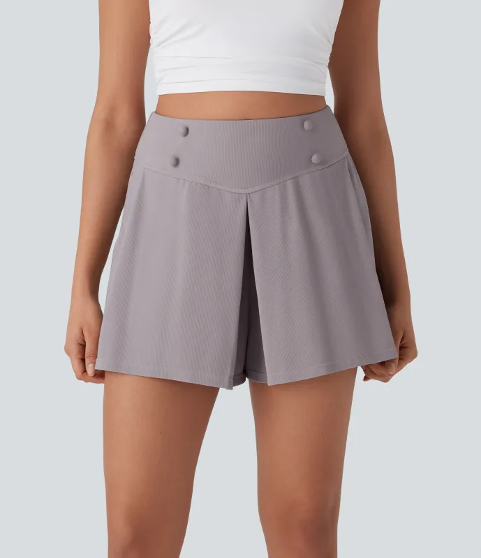 Halara Pantalón corto tiro alto bolsillo lateral micro gofre 6.3cm - Satellite - XS sold by Halara