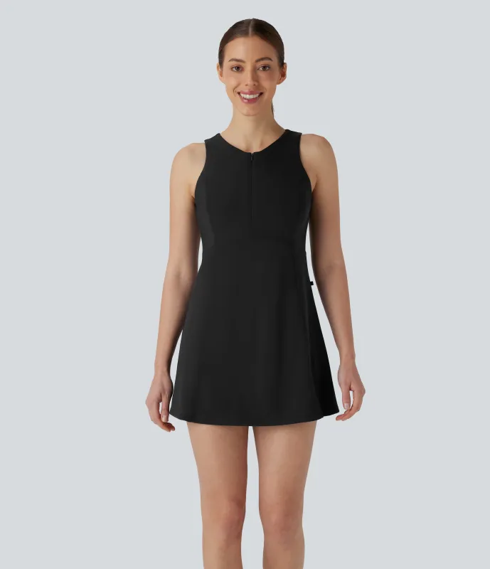 Halara Mini Vestido Softlyzero™ Airy deportivo golf cremallera 2 en 1 bolsillo lateral dividido tacto fresco bolsillo tee golf - Edición Easy Peezy - UPF 50+ - Black - XL sold by Halara