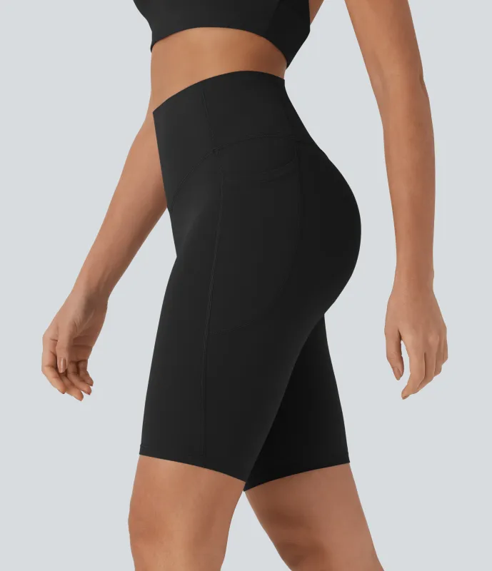 Halara Shorts biker Halara UltraSculpt™ moldeadores tiro alto con reductor de abdomen y bolsillos laterales 22.8cm - Black - M sold by Halara