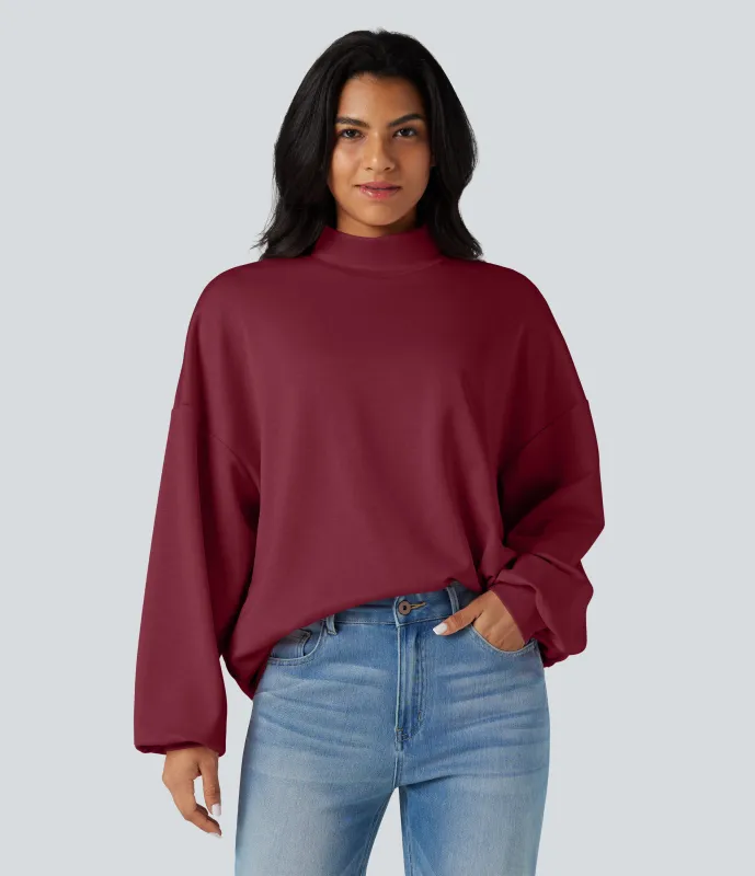 Halara Sudadera casual holgada de cuello alto con bolsillos - Tibetan Red - L sold by Halara