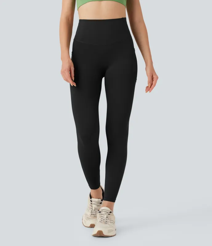 Halara Leggings de entrenamiento SpeedWave™ SoCinched de tiro alto con control de abdomen y realce de glúteos push-up, malla de contraste y secado rápido con bolsillos - Black - L(7/8) sold by Halara