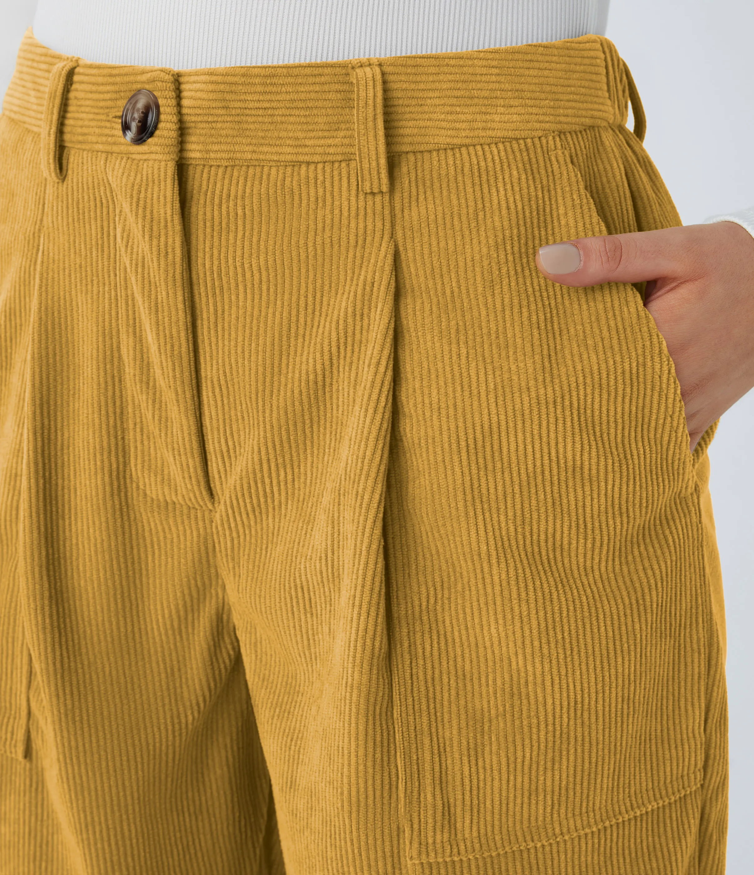 Halara Pantalón deportivo pana cremallera botón tiro medio múltiple bolsillo - Amber Gold - M(petite) sold by Halara product image thumbnail 5