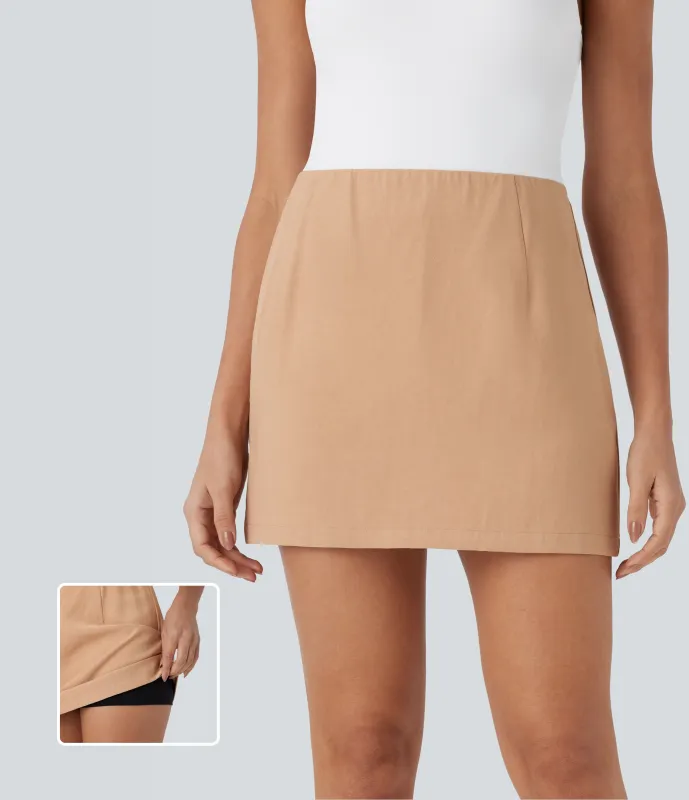 Halara Minifalda casual 2 en 1 de corte A con tiro alto y cremallera invisible - Sheepskin - M sold by Halara