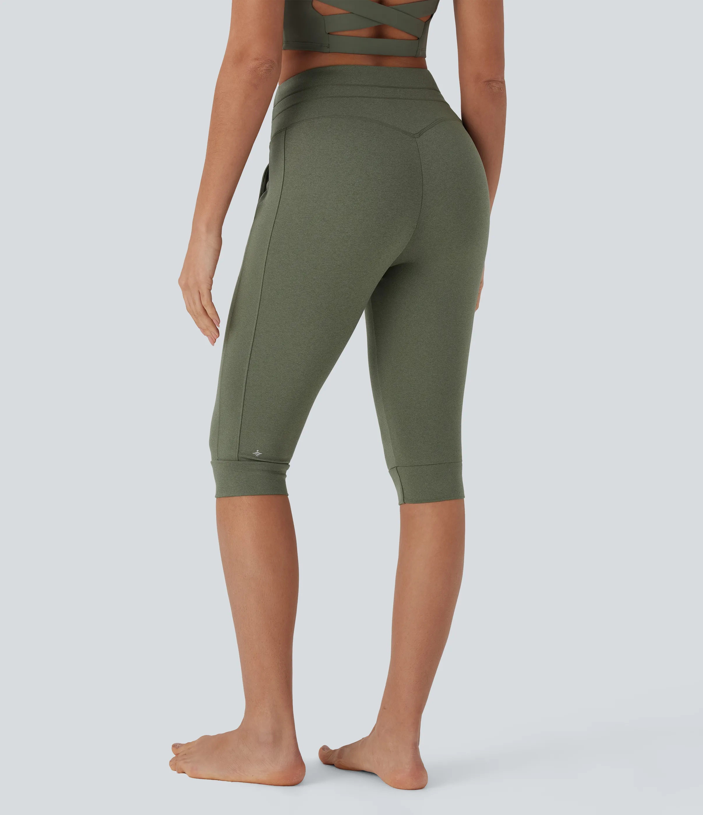 Halara Joggers de yoga de secado rápido con tiro alto y cordón ajustable con bolsillos laterales - Rifle Green Heather - S sold by Halara product image thumbnail 3