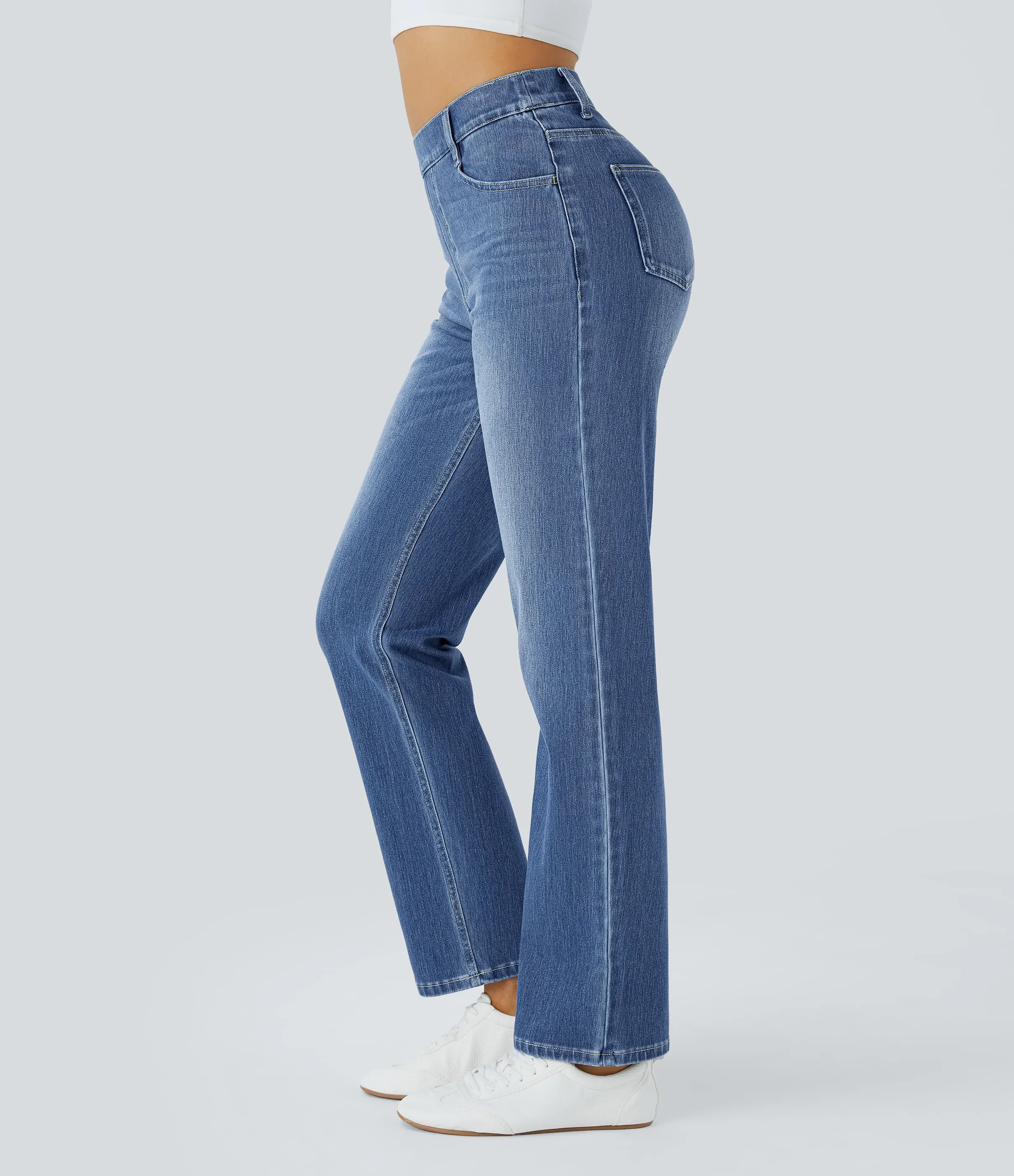 Halara Jeans Halara Flex™ Denim elásticos de tiro alto descoloridos con múltiples bolsillos - Blue Spruce Denim - XS(regular) sold by Halara product image thumbnail 5