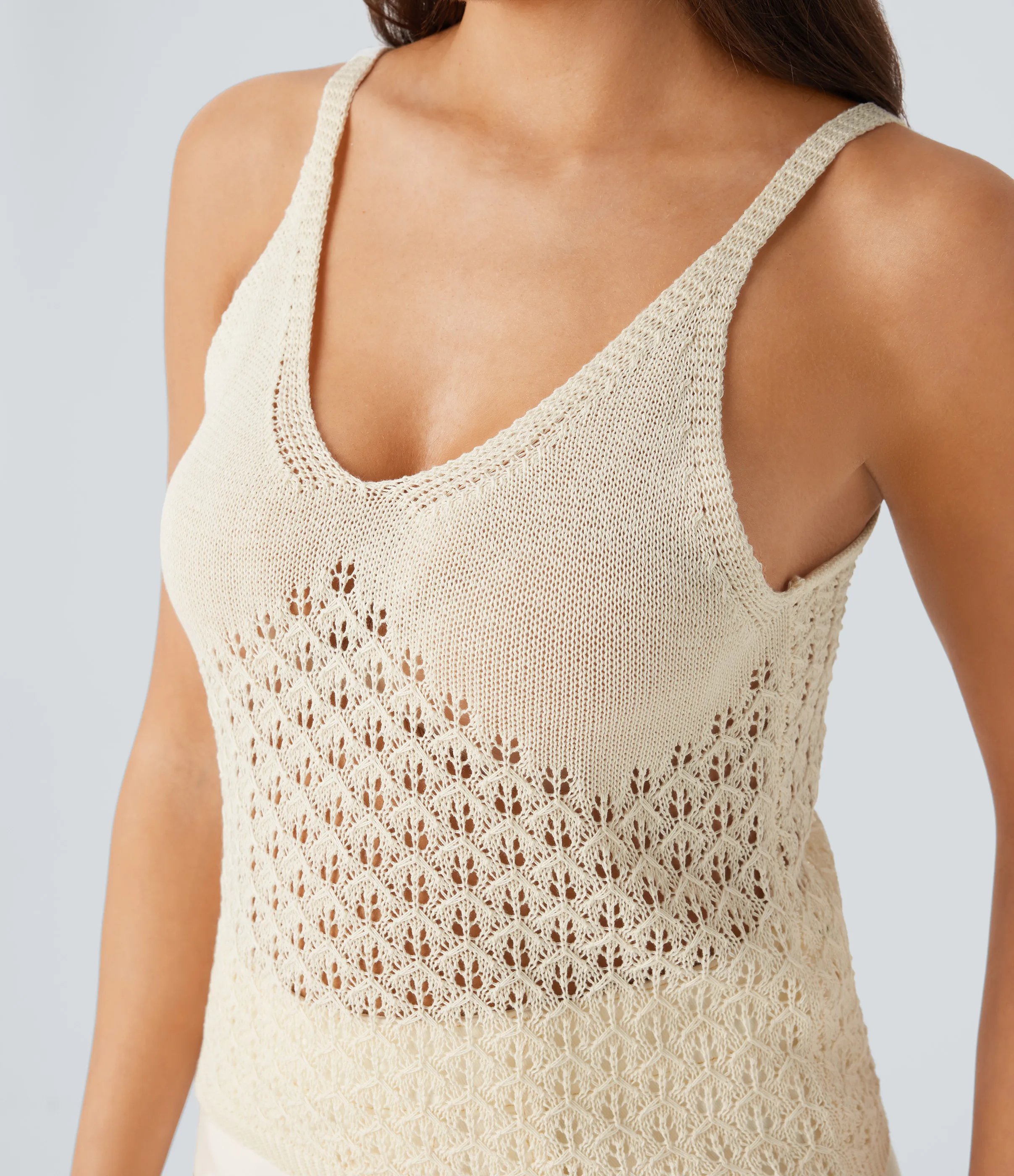 Halara Suéter sin mangas cuello V abertura espalda - Light Beige - XL sold by Halara product image thumbnail 5