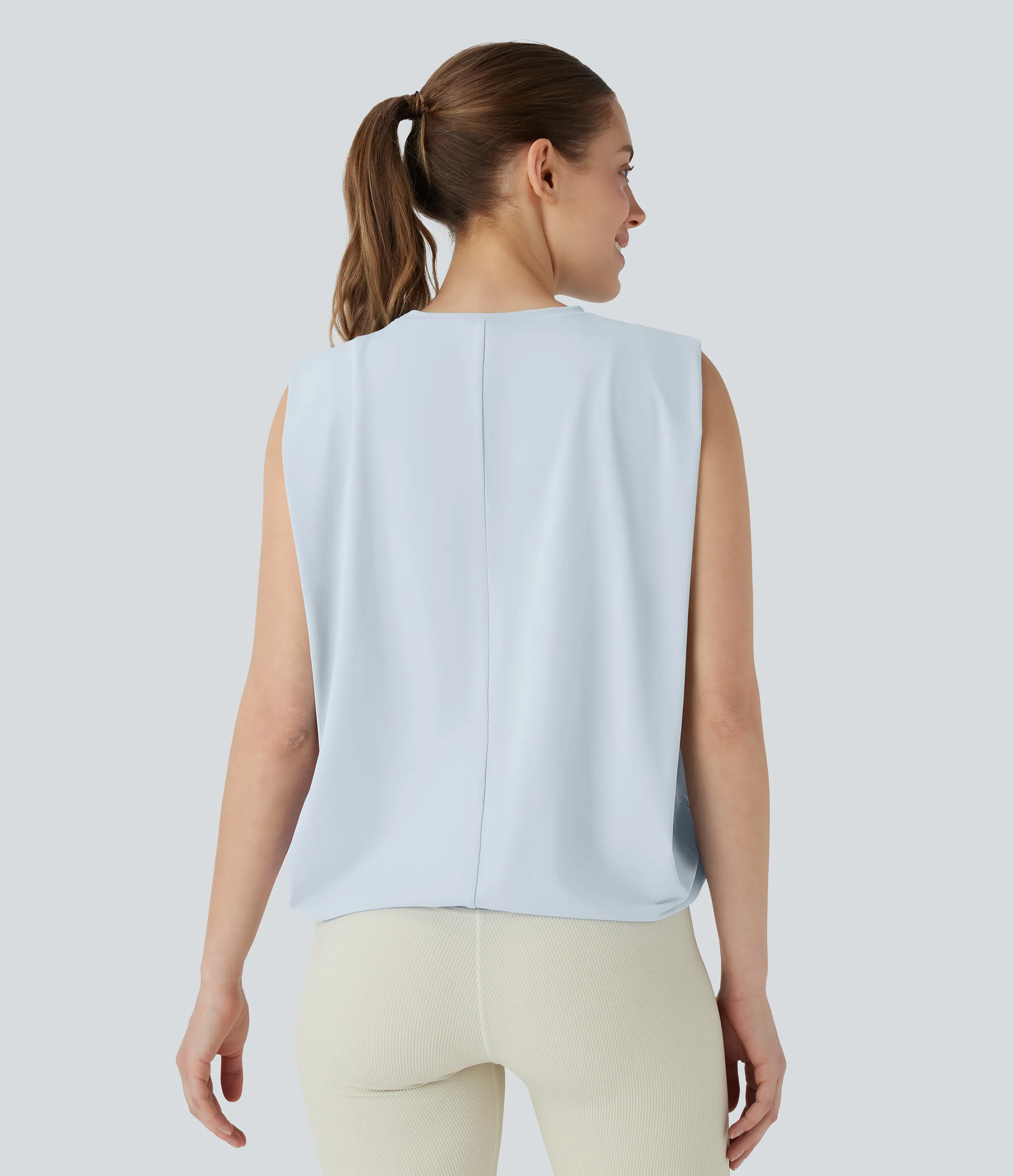 Halara Camiseta yoga cuello redondo fruncido tacto fresco - UPF 50+ - Illusion Blue - L sold by Halara product image thumbnail 3