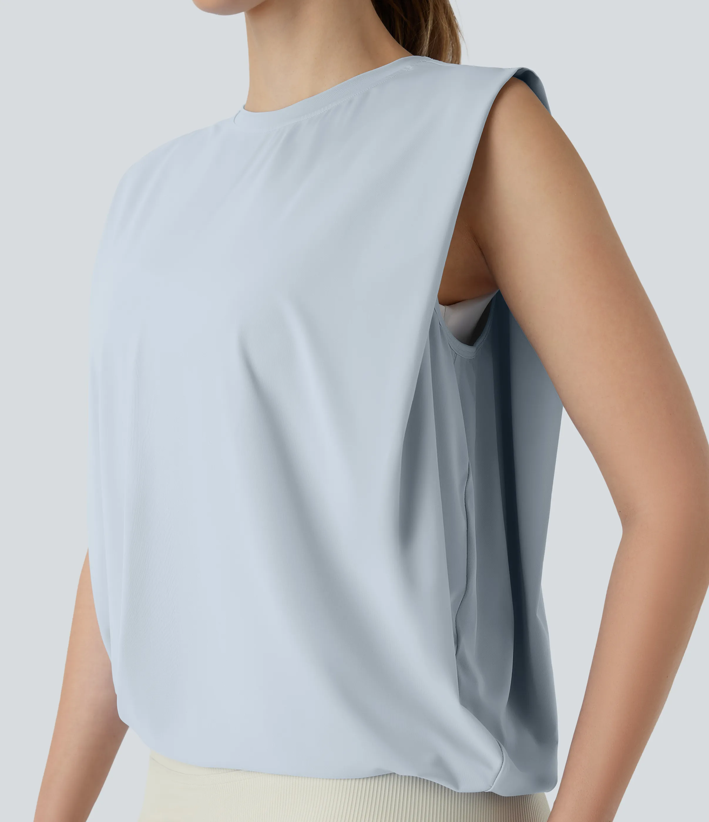 Halara Camiseta yoga cuello redondo fruncido tacto fresco - UPF 50+ - Illusion Blue - L sold by Halara product image thumbnail 5