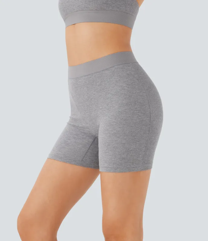 Halara Pantalón corto ciclista tiro alto acanalado elástico agradable piel 12.5cm - Fog Gray - S sold by Halara