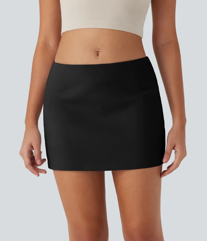 Halara Minifalda casual 2 en 1 de corte A con cremallera invisible y tiro bajo - Black - L(regular) sold by Halara