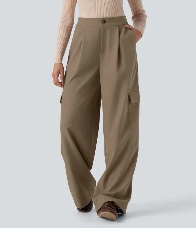Halara Pantalones cargo casuales de tiro alto y pierna ancha con bolsillos - Sepia Tint - S(regular) sold by Halara