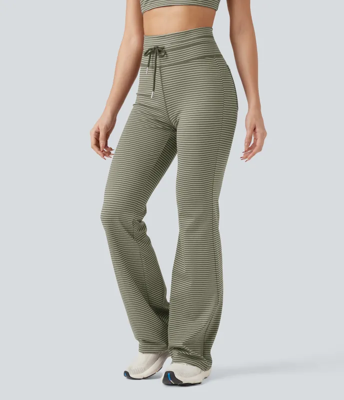 Halara Pantalones de yoga acampanados de tiro alto con cordón y bolsillos - Camo Olive Green - XS(regular) made by Halara