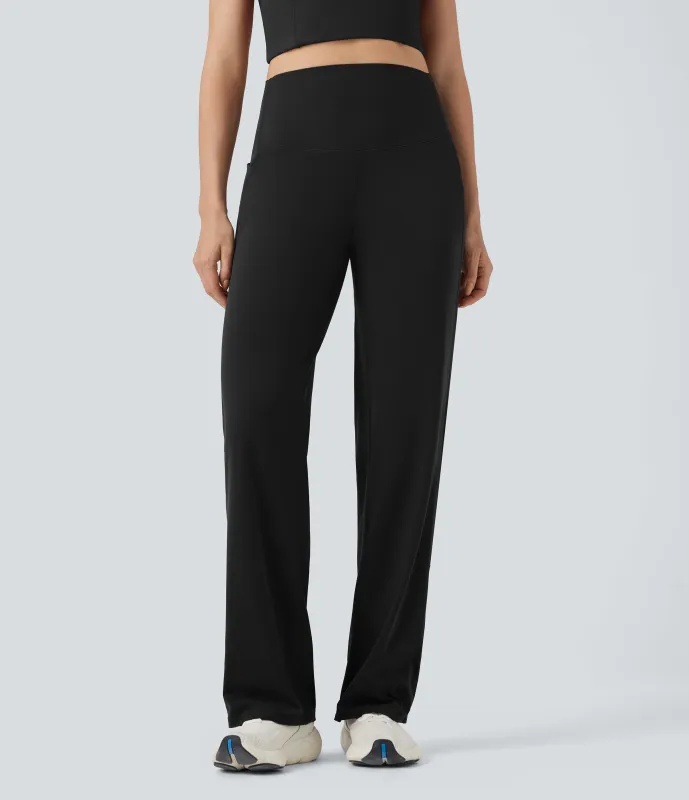 Halara Pantalones de yoga rectos Halara UltraSculpt™ de tiro alto con control de abdomen y bolsillos - Black - S(regular) made by Halara