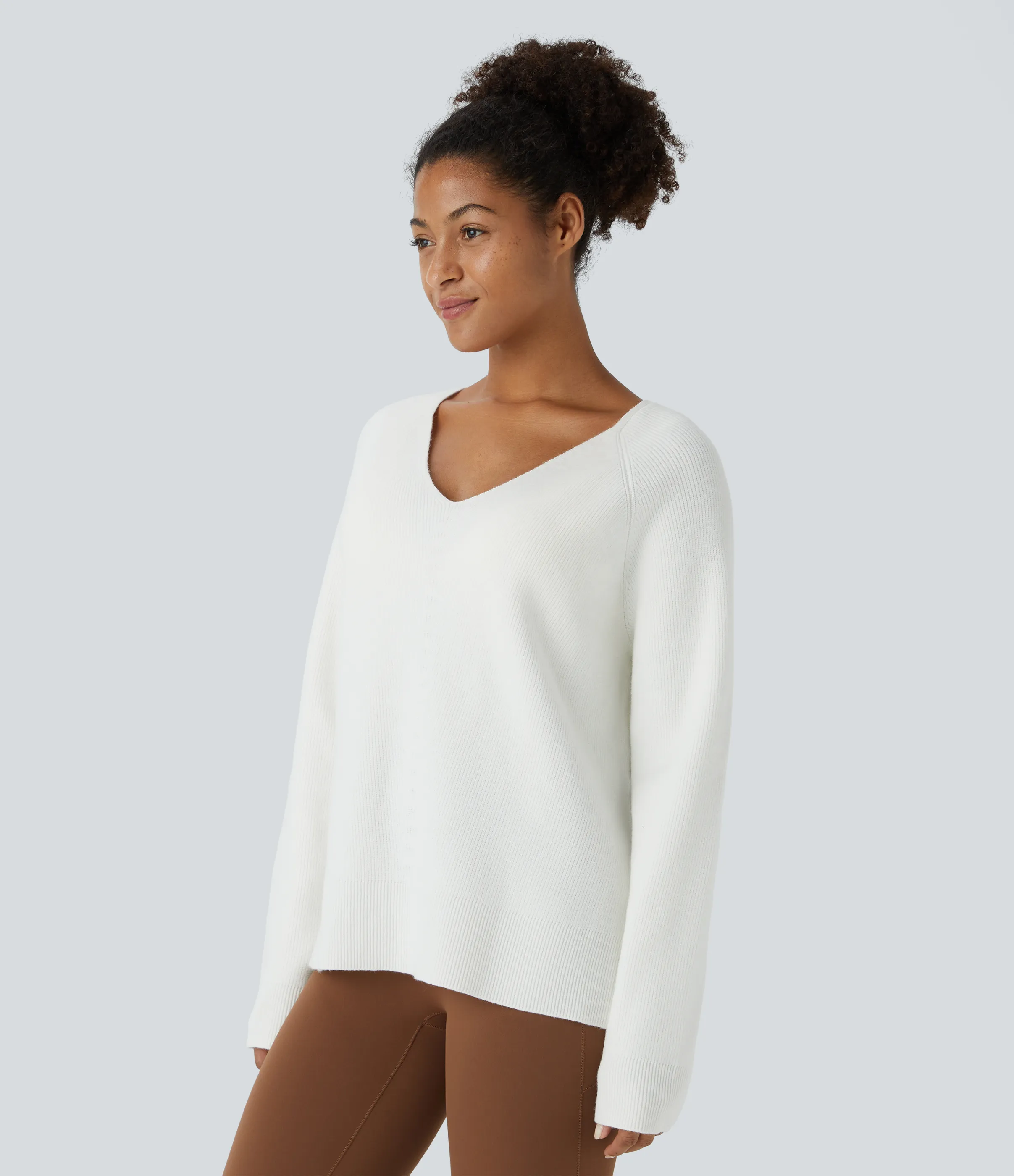 Halara Suéter manga larga cuello V abertura - Star White - XL sold by Halara product image thumbnail 4