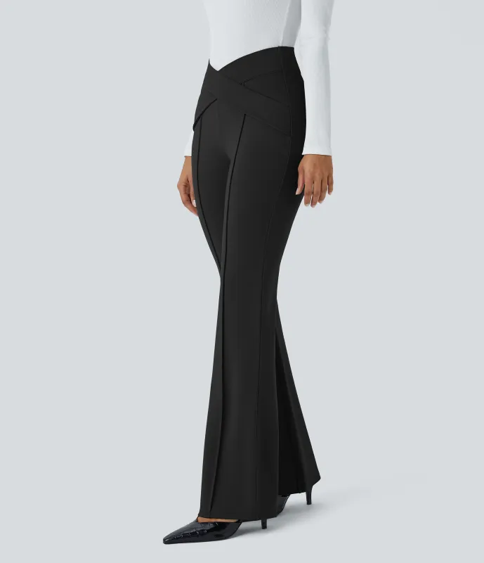 Halara Pantalón cruzado tiro alto ligeramente acampanado - Black - XL(regular) made by Halara