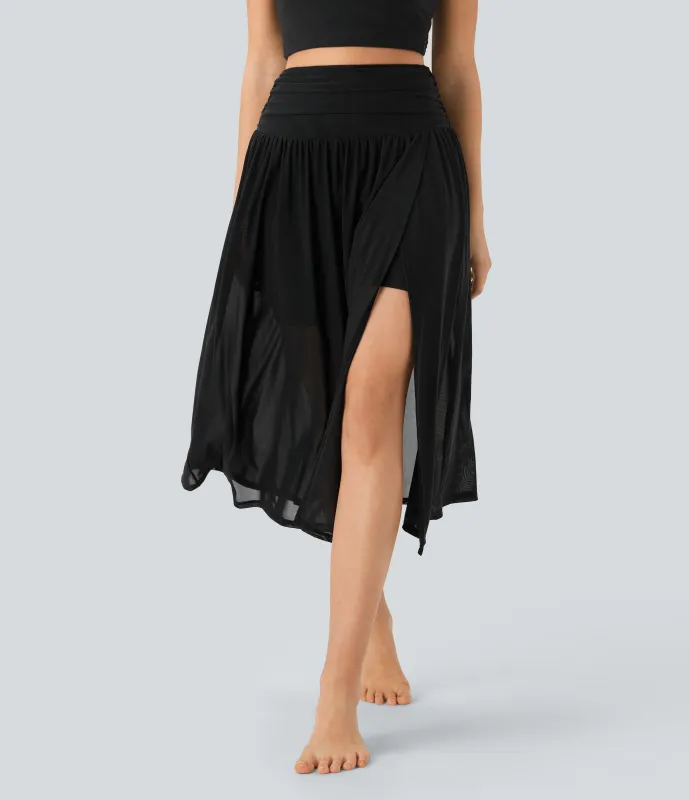 Halara Falda de baile fluida 2 en 1 de tiro alto con abertura y bolsillo lateral - Black - XL made by Halara