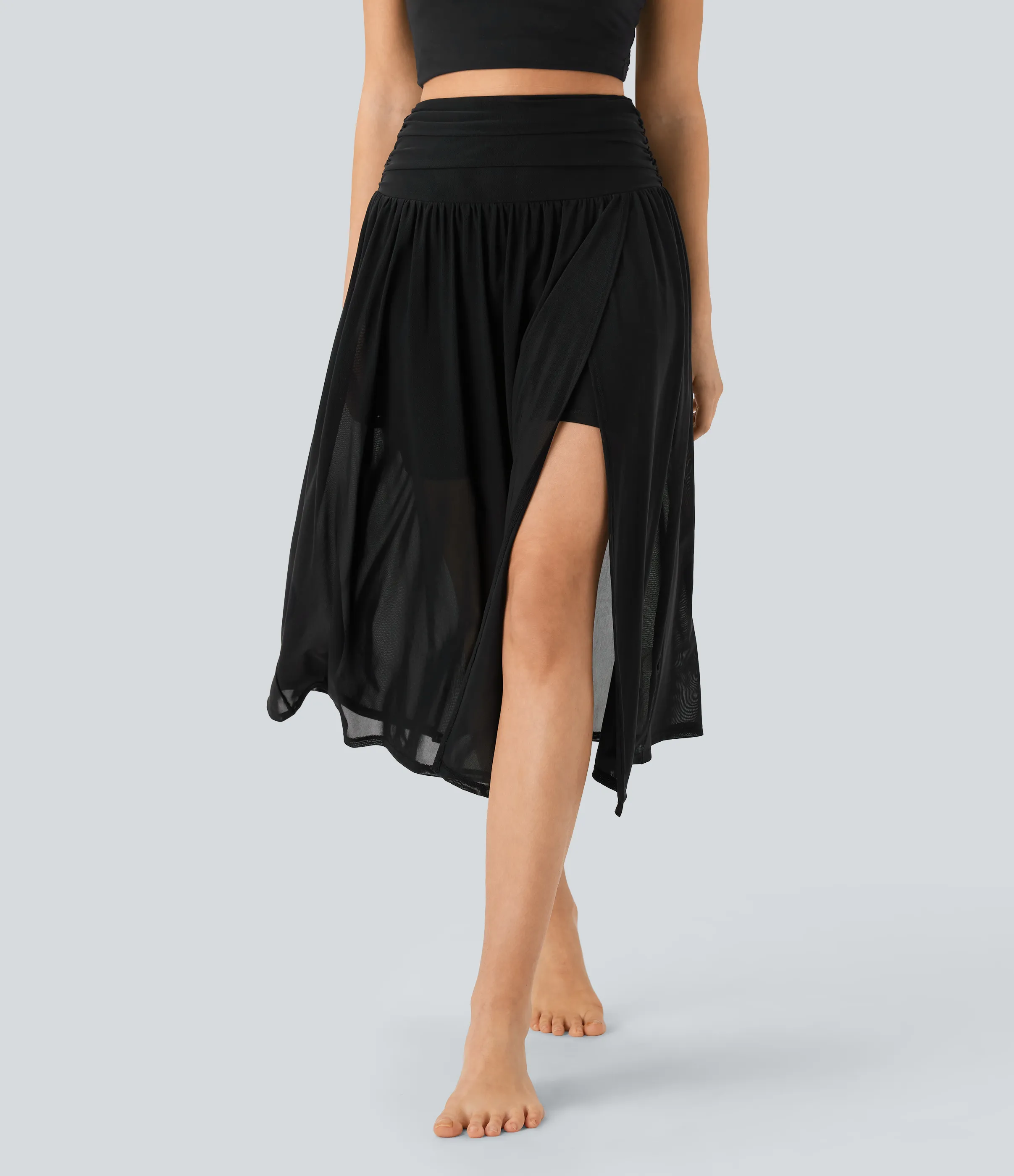 Halara Falda de baile fluida 2 en 1 de tiro alto con abertura y bolsillo lateral - Black - XL sold by Halara product image thumbnail 2
