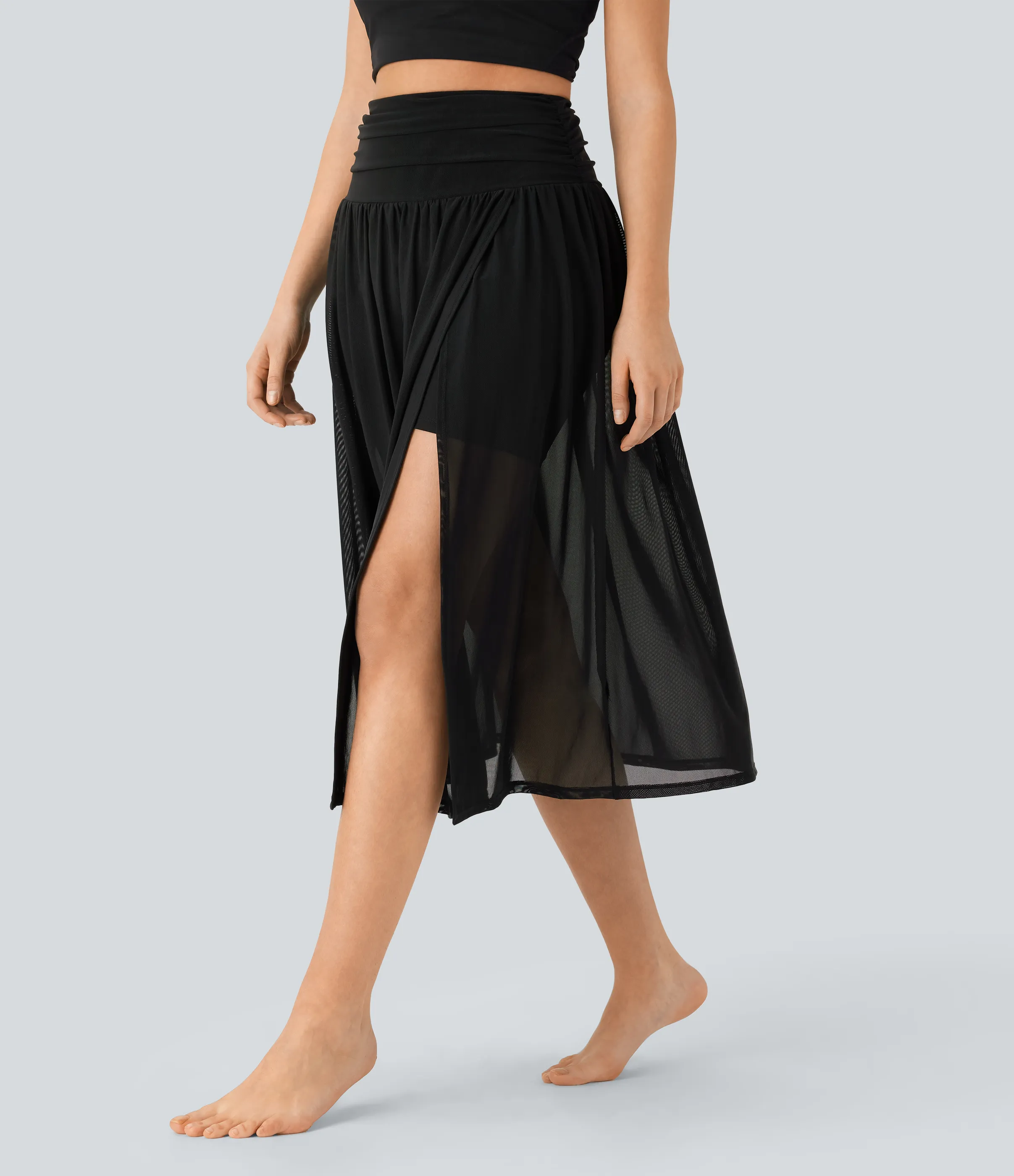 Halara Falda de baile fluida 2 en 1 de tiro alto con abertura y bolsillo lateral - Black - XL sold by Halara product image thumbnail 4