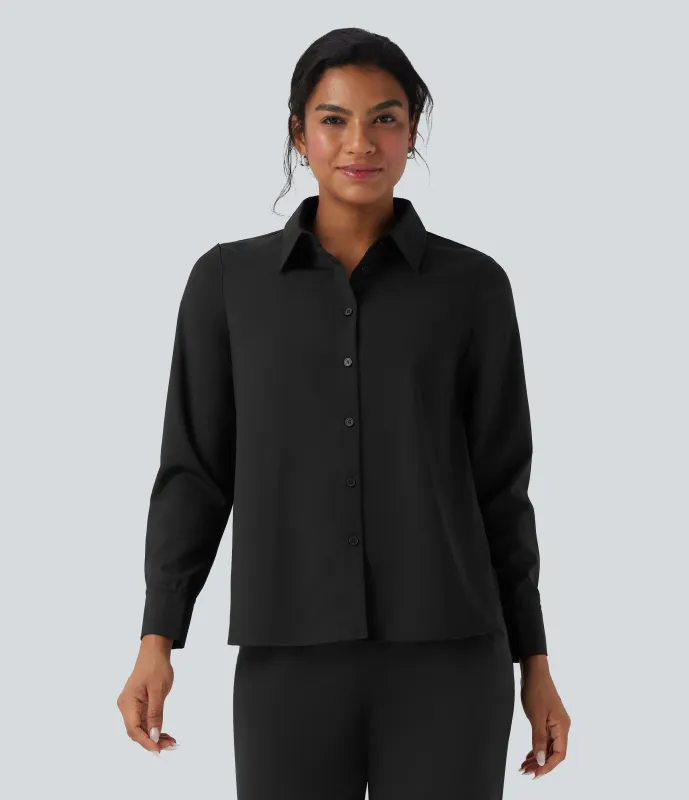 Halara Camisa de oficina de manga larga lisa - Black - XS sold by Halara