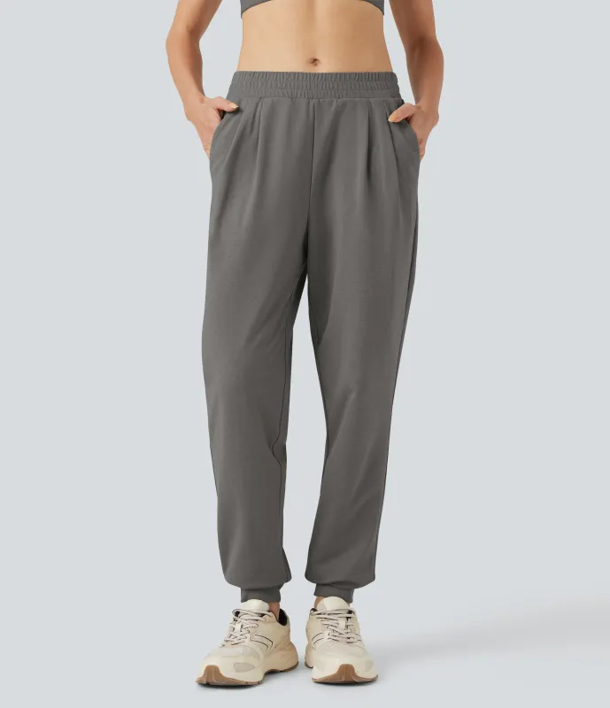 Halara Joggers de baile de polar jaspeado de tiro medio con bolsillos - Charcoal Marl - M(regular) sold by Halara