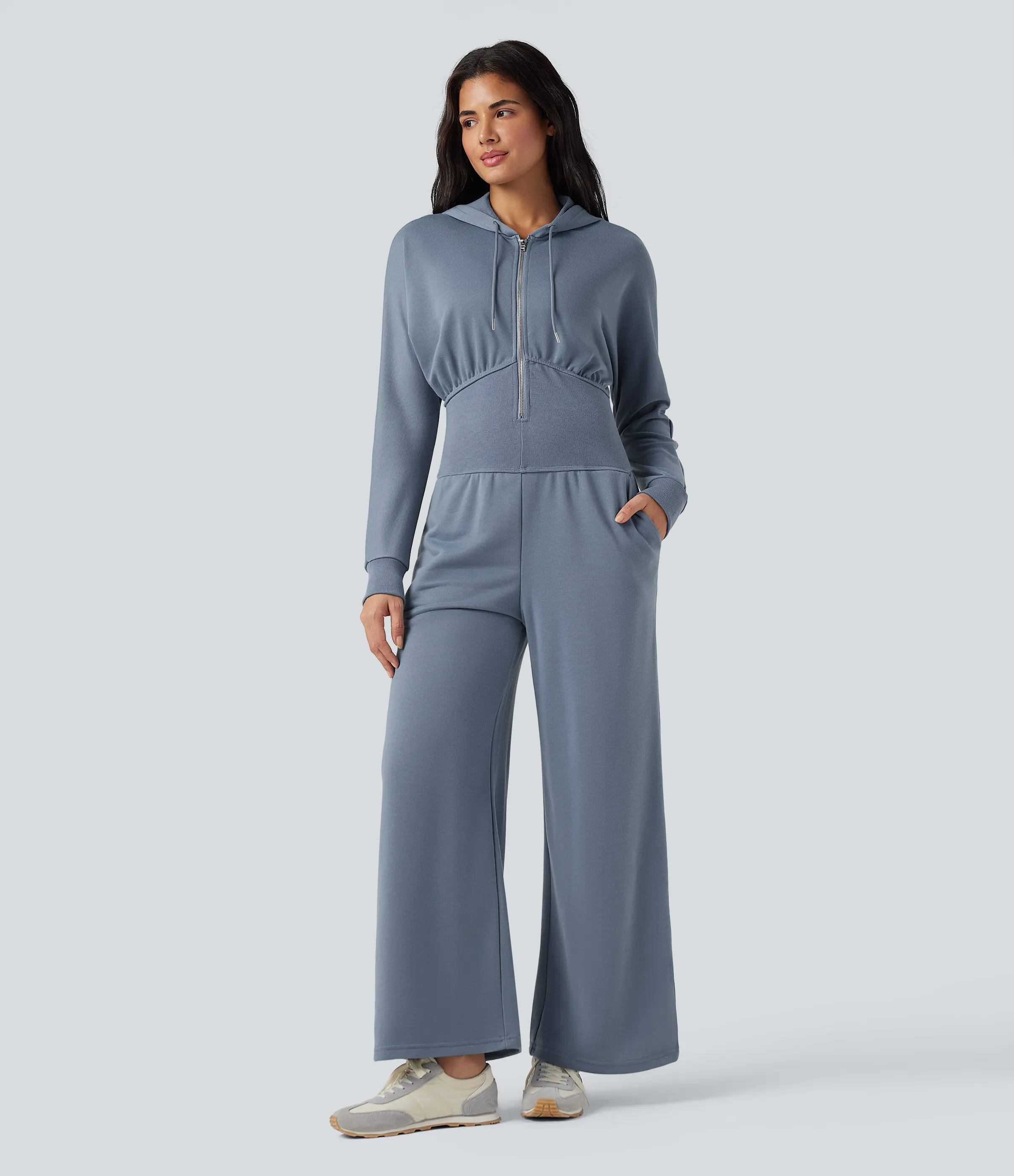 Halara Jumpsuit casual de manga larga con capucha y cordón ajustable con bolsillos - Troposphere - XS(regular) sold by Halara product image thumbnail 2
