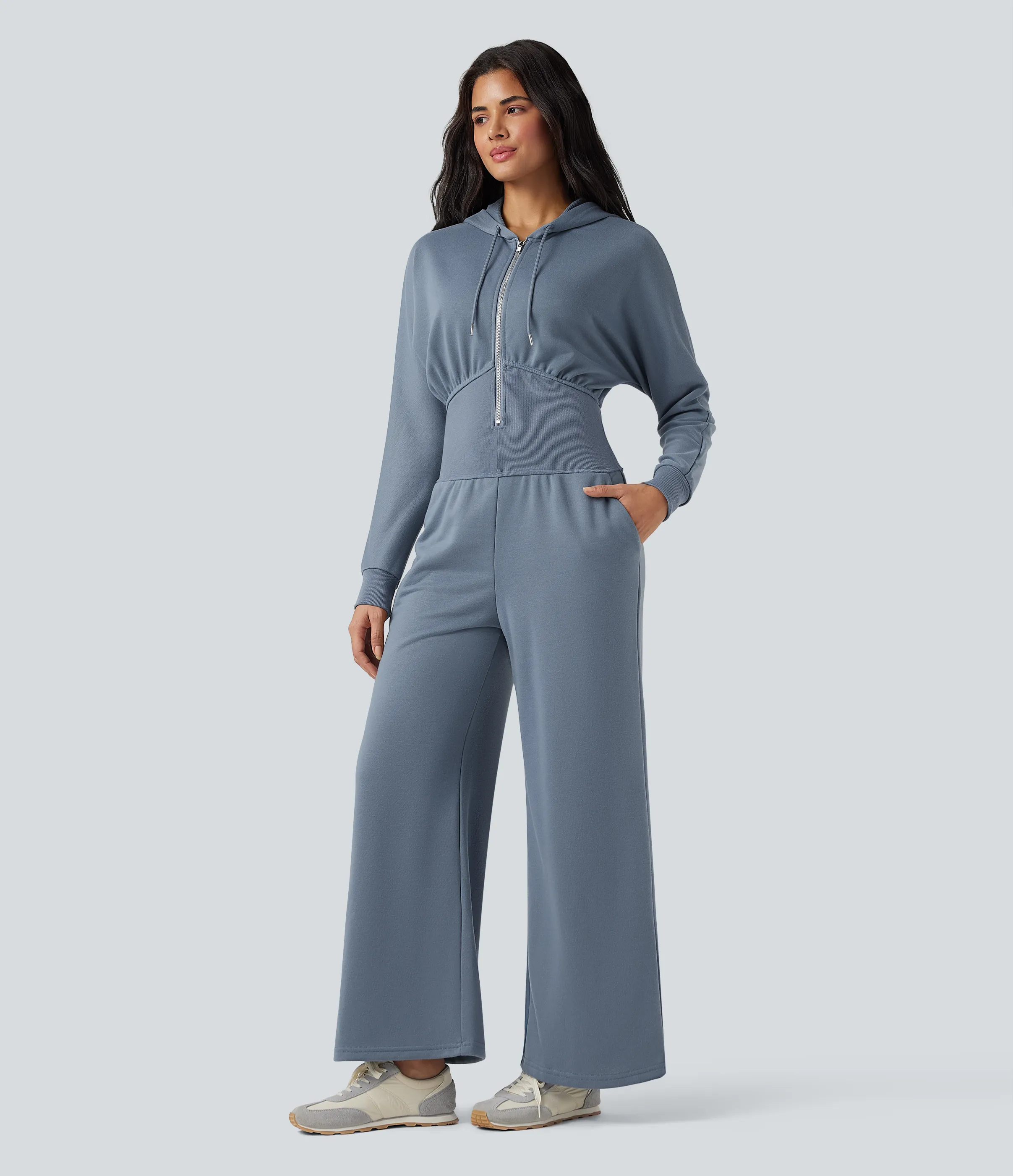 Halara Jumpsuit casual de manga larga con capucha y cordón ajustable con bolsillos - Troposphere - XS(regular) sold by Halara product image thumbnail 4