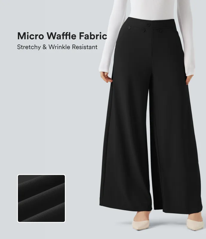 Halara Pantalones holgados de oficina Halara Flex™ microwaffle de tiro alto con bolsillos - Black - XL(regular) sold by Halara