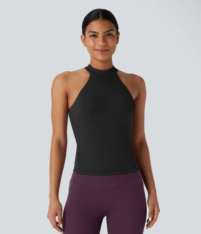 Halara Top Softlyzero™ deportivo yoga sin espalda cuello redondo - UPF50+ - Black - XS sold by Halara
