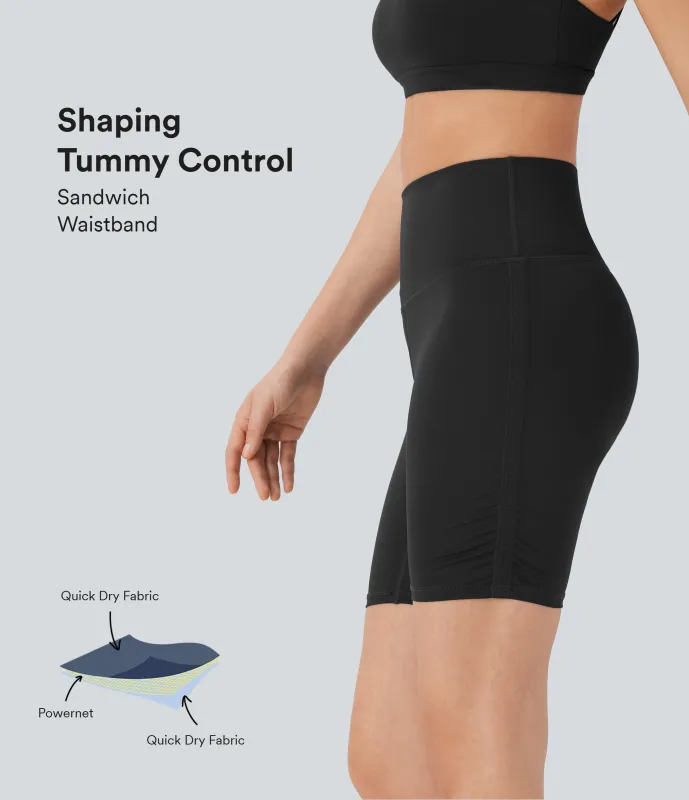 Halara Shorts biker para running moldeadores Softlyzero™ de secado rápido de tiro alto con reductor de abdomen y fruncido en longitud 17cm - Black - S sold by Halara