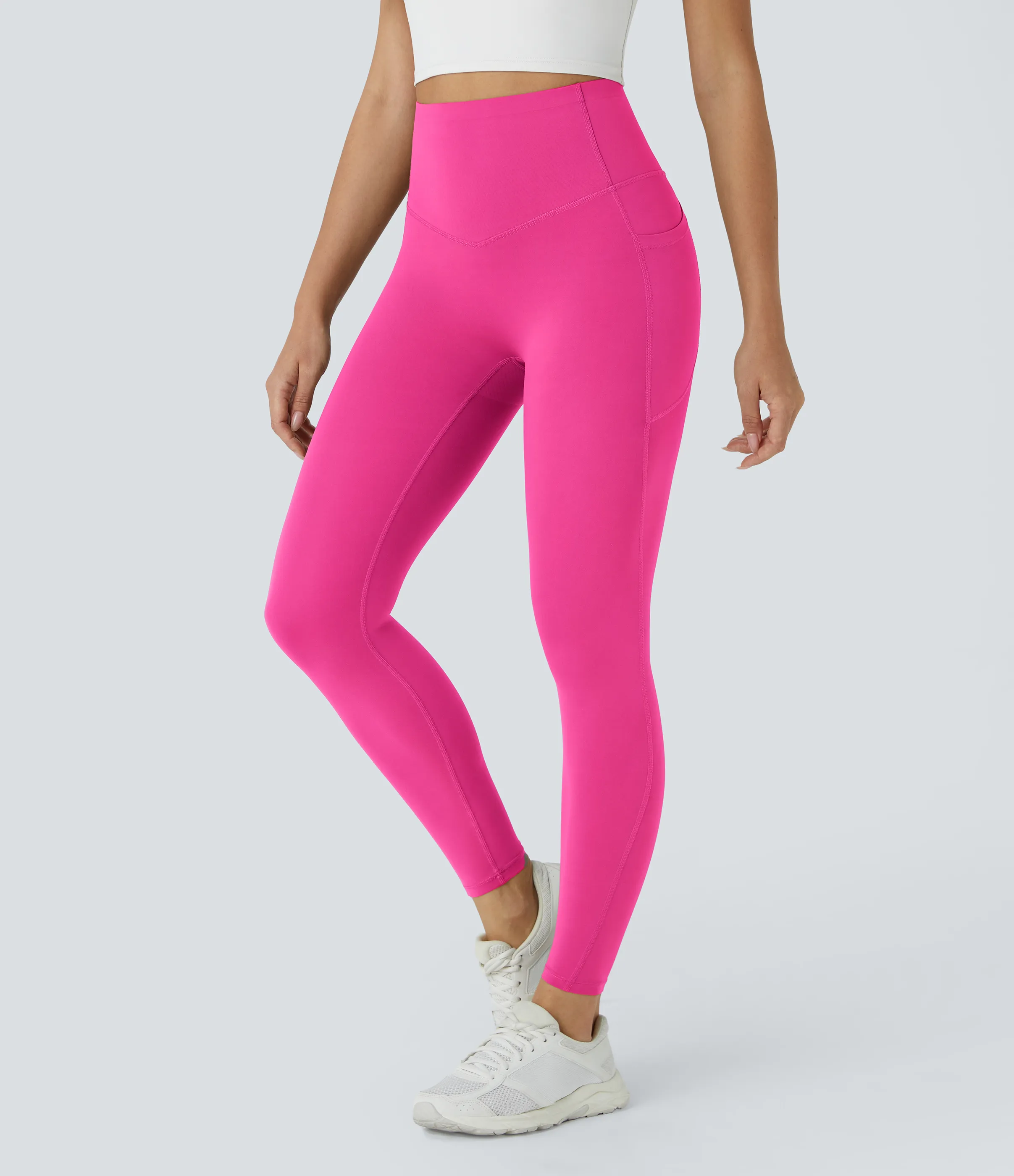 Halara Leggings SoCinched UltraSculpt tiro alto realce glúteos control abdomen bolsillo lateral moldeador - Pink Power - S(full_length) sold by Halara product image thumbnail 4