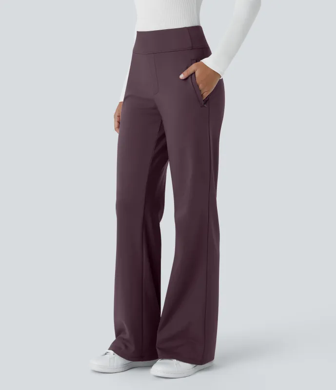 Halara Pantalón oficina acampanado bolsillo lateral tiro alto - Dusky Evening purple - S(tall) sold by Halara