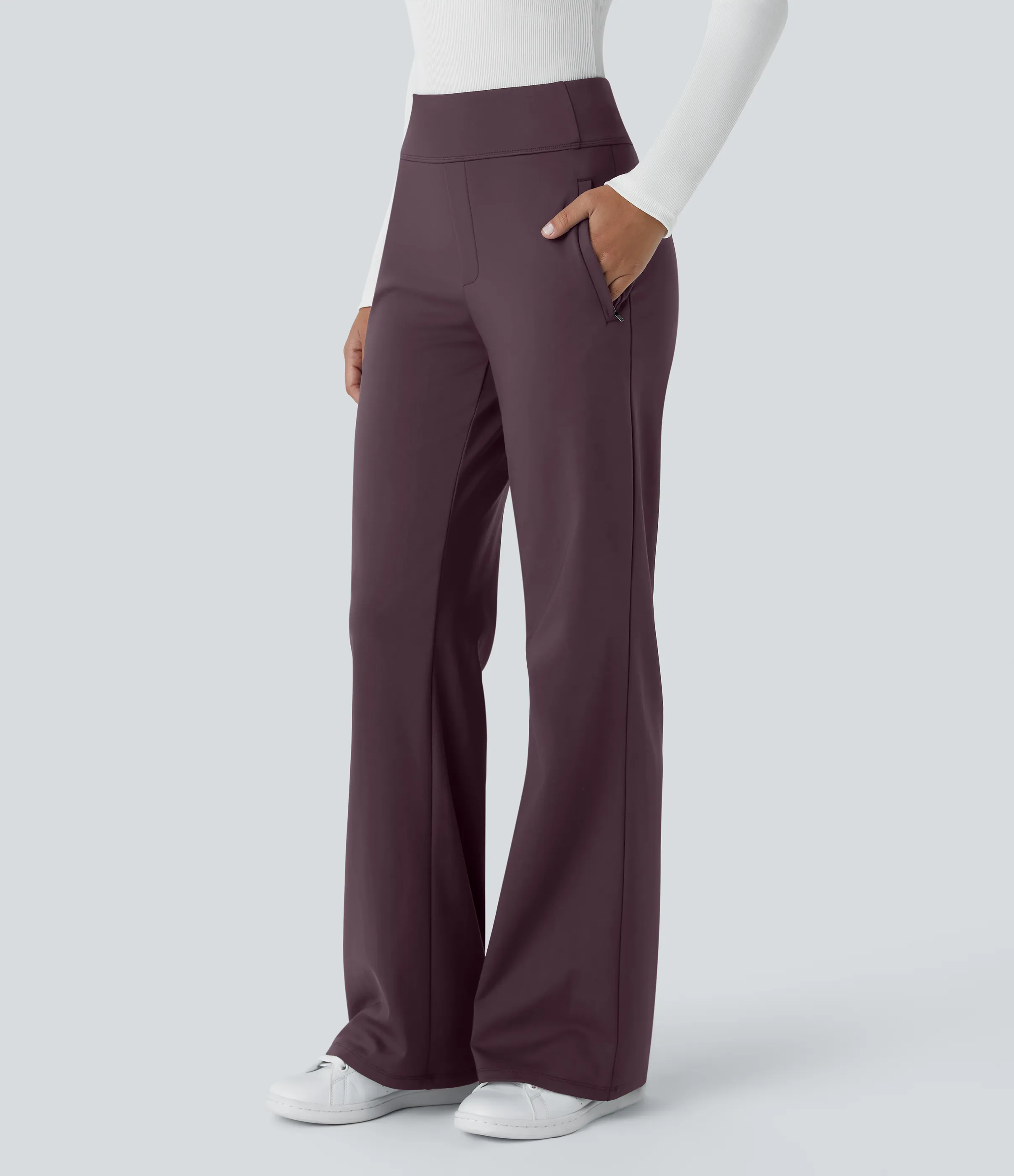Halara Pantalón oficina acampanado bolsillo lateral tiro alto - Dusky Evening purple - S(tall) sold by Halara product image thumbnail 2