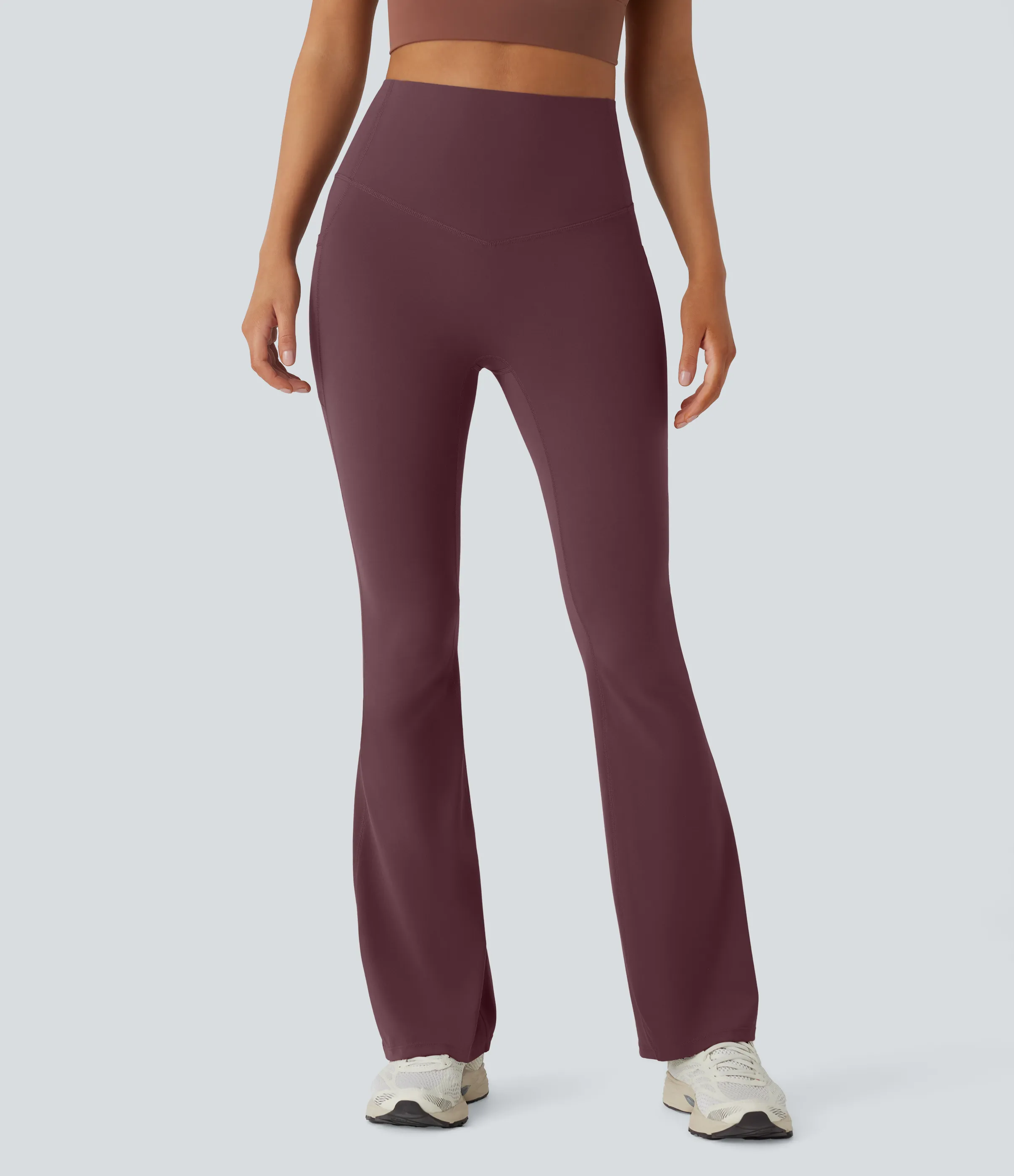 Halara Leggings SoCinched UltraSculpt yoga Bootcut tiro alto control abdomen bolsillo lateral moldeador - Evening Red - L(petite) sold by Halara product image thumbnail 4