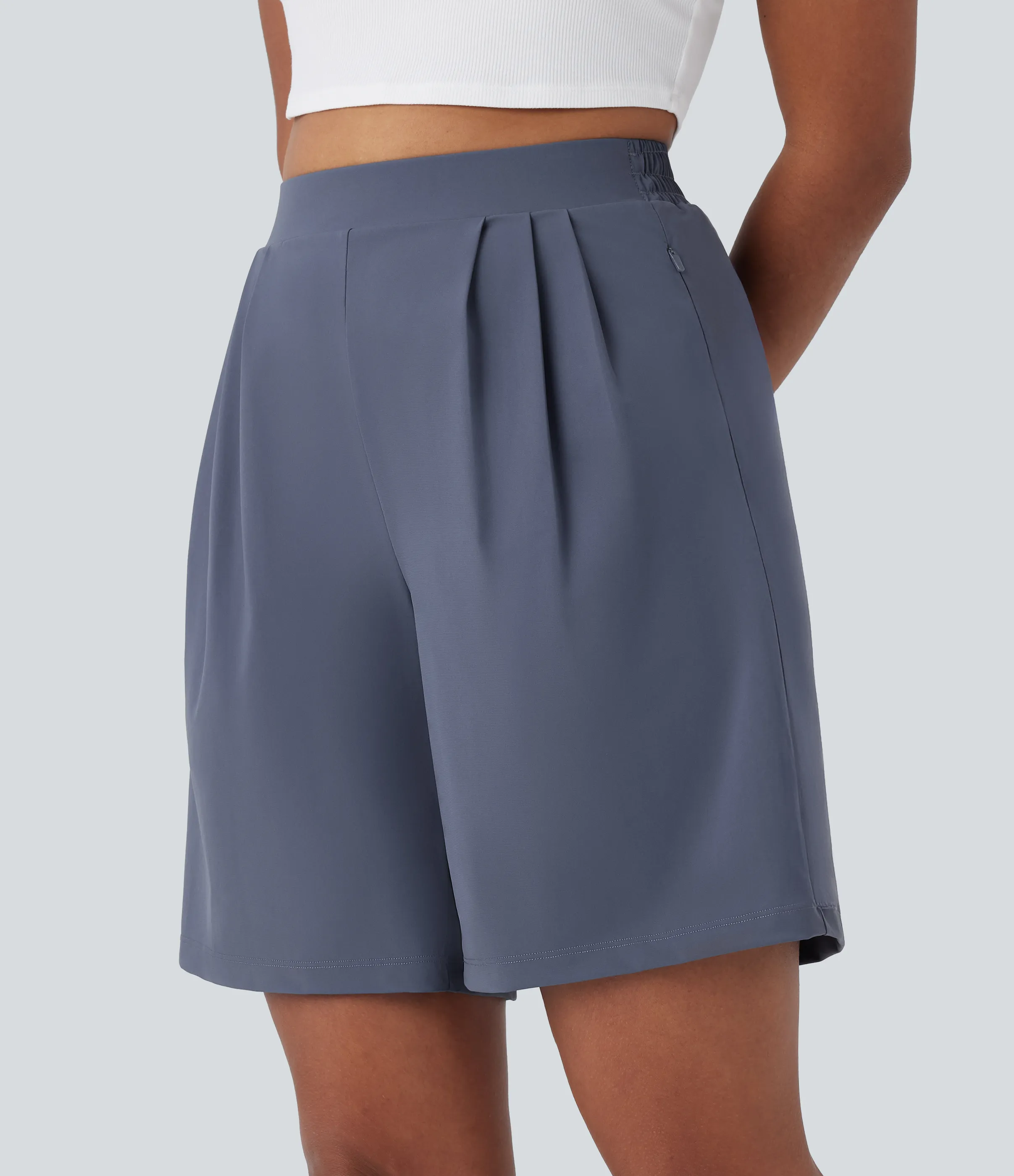 Halara Bermudas oficina bolsillo lateral cremallera tiro alto - Nightshadow Blue - XS sold by Halara product image thumbnail 2
