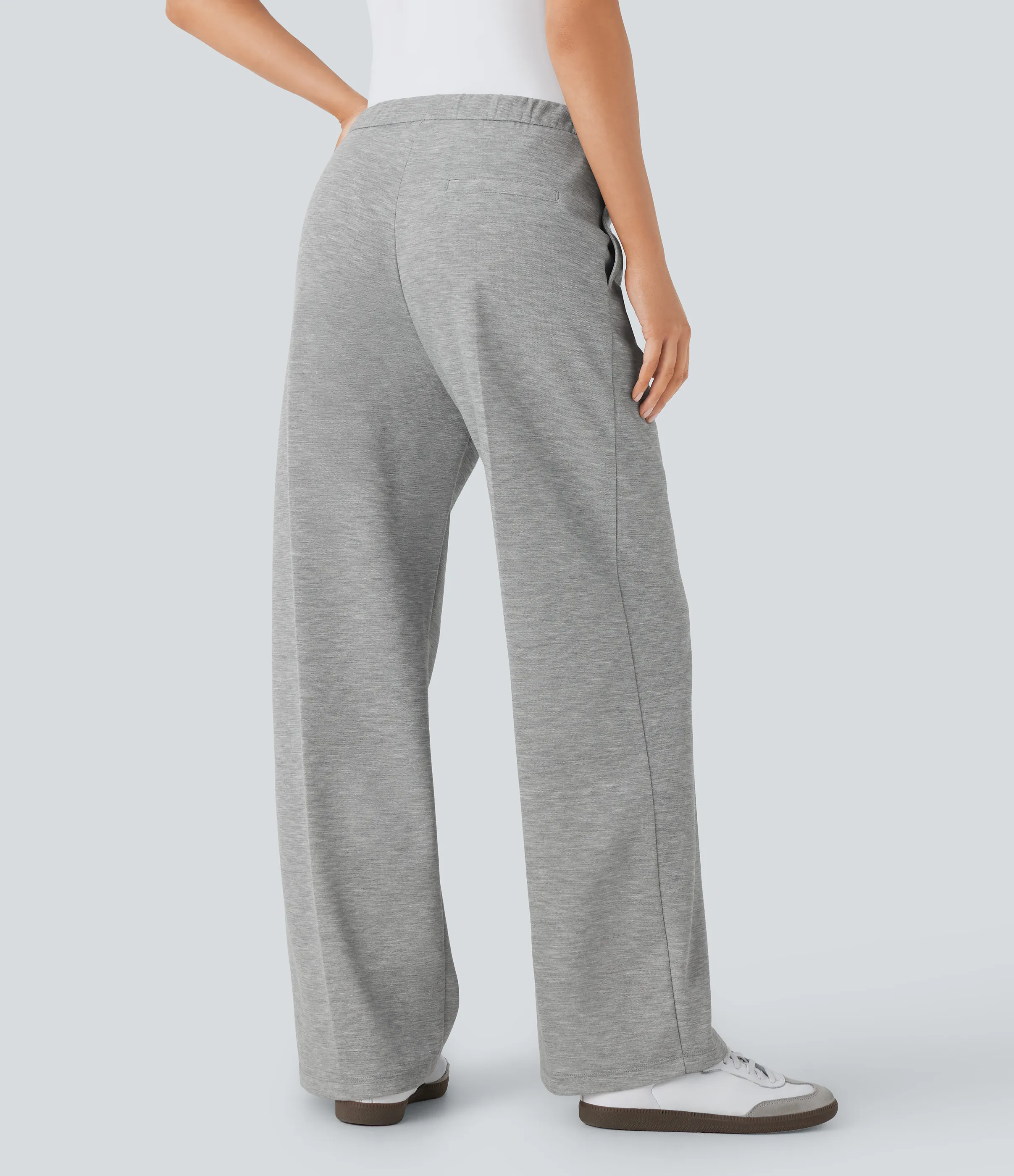 Halara Pantalón oficina tiro medio cordón bolsillo lateral pierna recta - Mottled Grey - L(regular) sold by Halara product image thumbnail 3