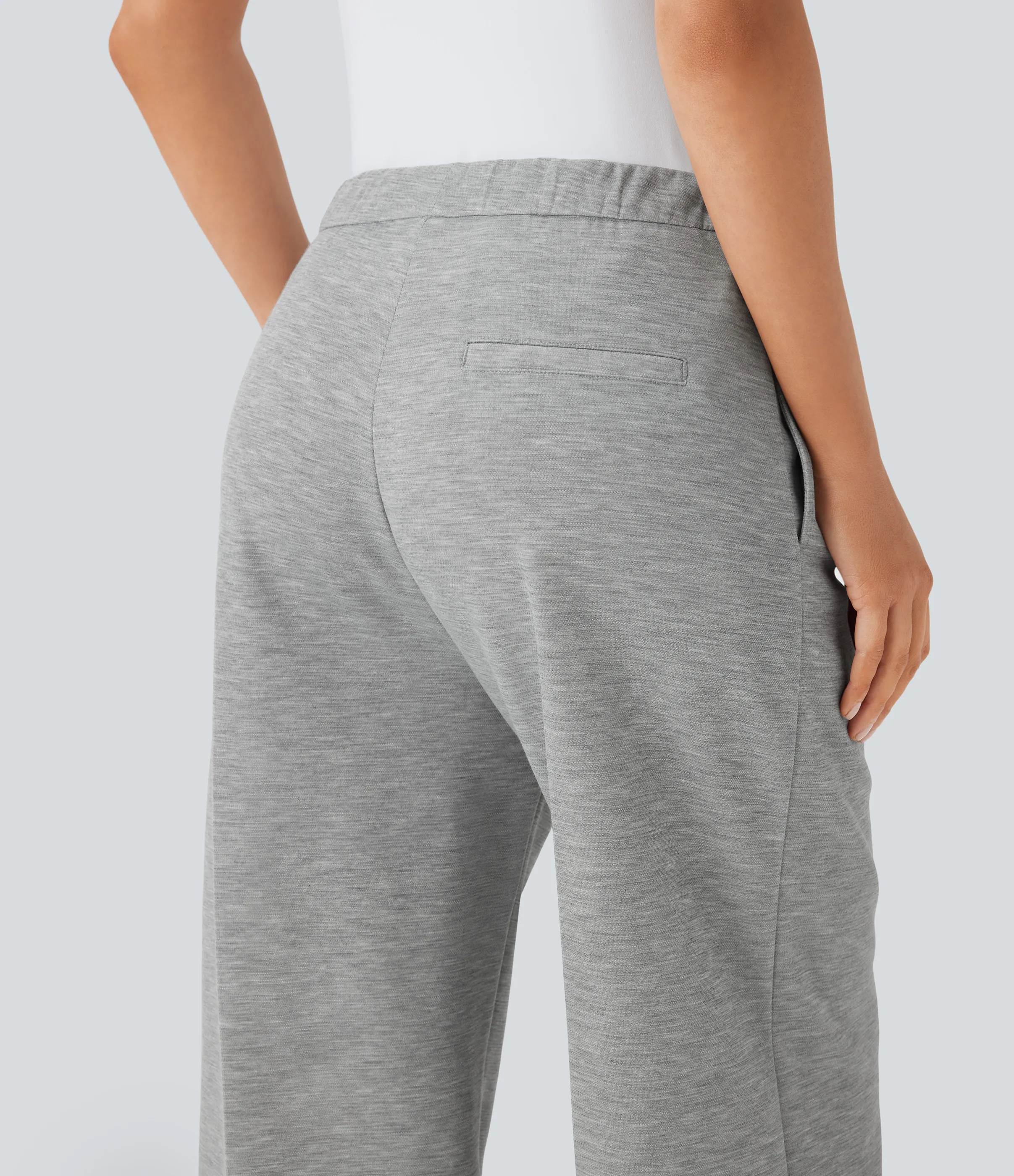 Halara Pantalón oficina tiro medio cordón bolsillo lateral pierna recta - Mottled Grey - L(regular) sold by Halara product image thumbnail 5